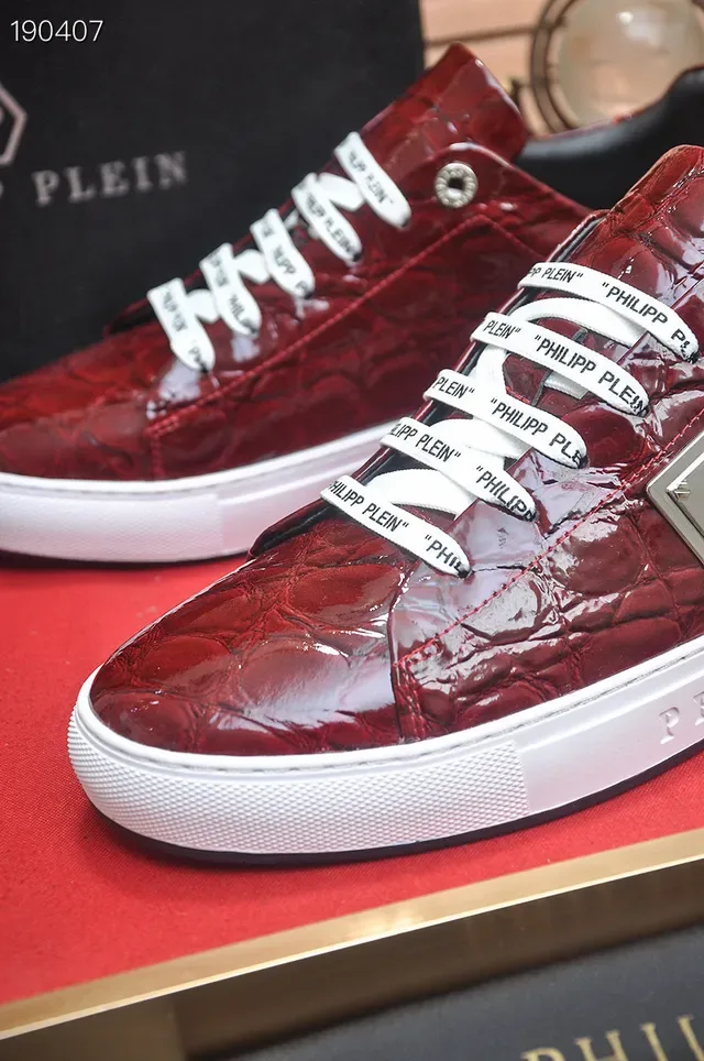 Philipp Plein मगरमछ दबाया लाल जीवनशैली स्नीकर 3