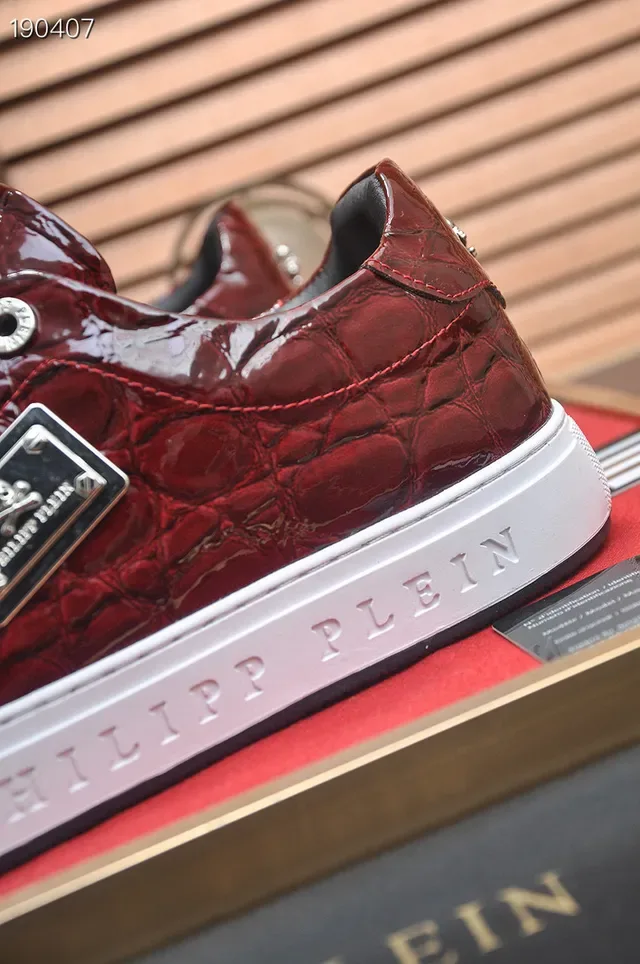 Philipp Plein मगरमछ दबाया लाल जीवनशैली स्नीकर 4