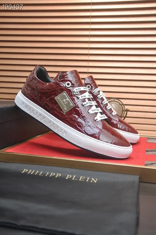 Philipp Plein मगरमछ दबाया लाल जीवनशैली स्नीकर 6