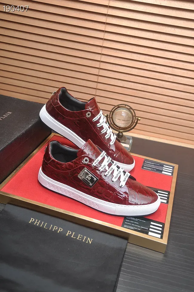 Philipp Plein मगरमछ दबाया लाल जीवनशैली स्नीकर 8
