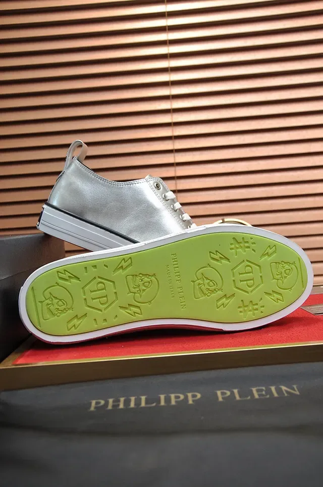 Philipp Plein Sneakers Lifestyle Argent et Blanc Métallisé 4