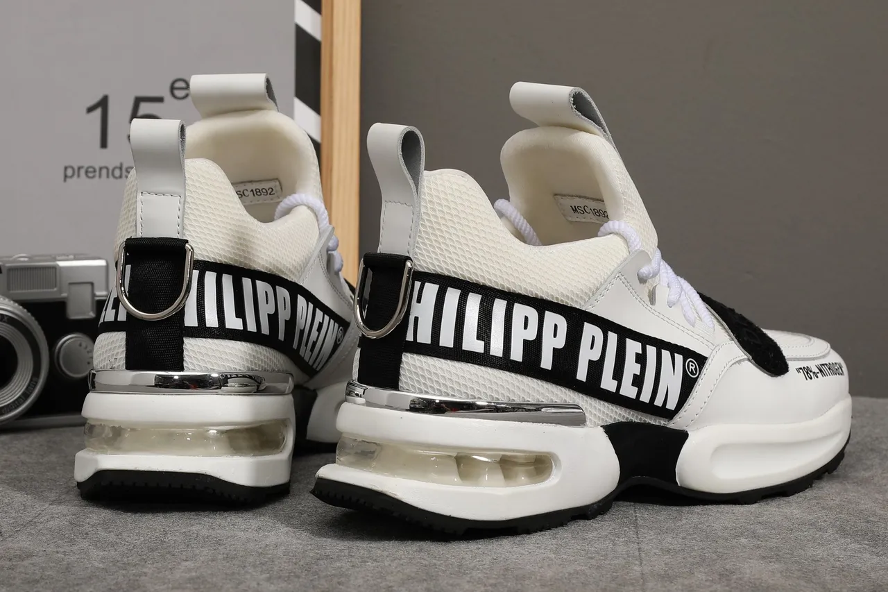 Philipp Plein Nitrogen White Black Sole Dual Velcro Straps Chunky Sneakers 3