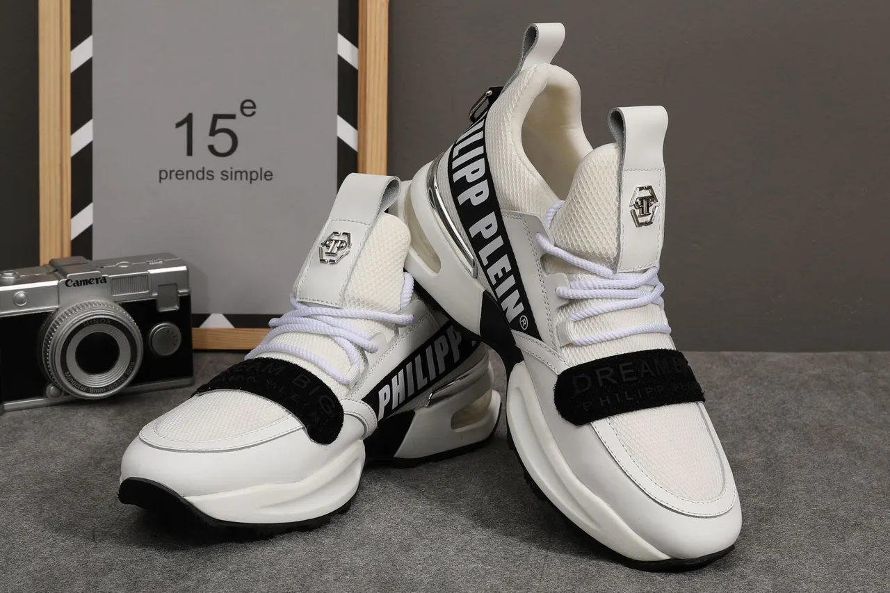 Philipp Plein Nitrogen White Black Sole Dual Velcro Straps Chunky Sneakers 4