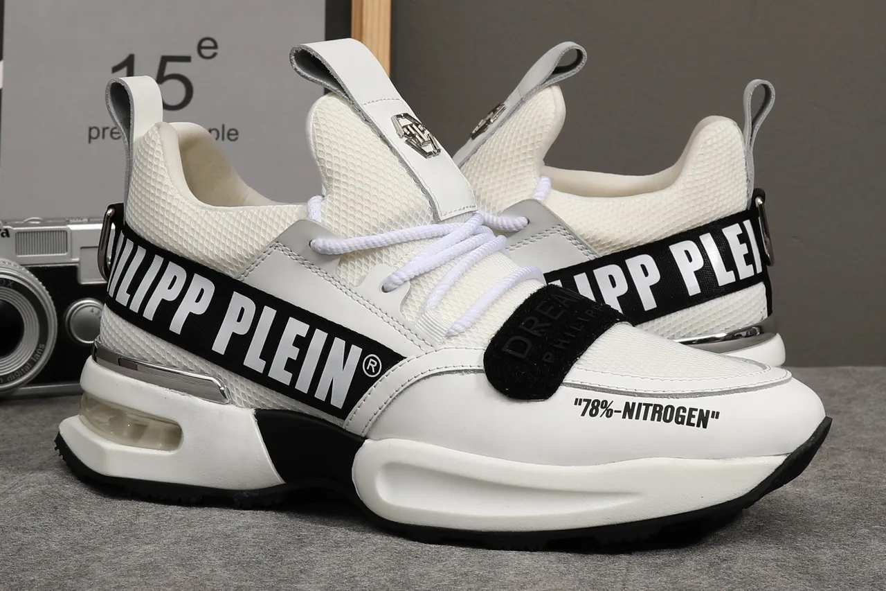 Philipp Plein Nitrogen White Black Sole Dual Velcro Straps Chunky Sneakers 5