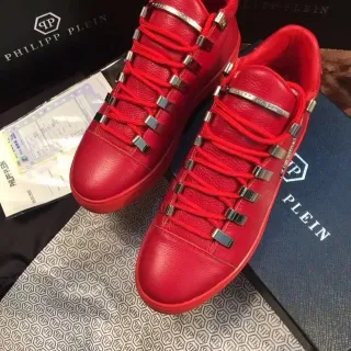 Philipp Plein लाल चांदी हाई-टॉप मेटैलिक हार्डवेयर लाइफस्टाइल स्नीकर