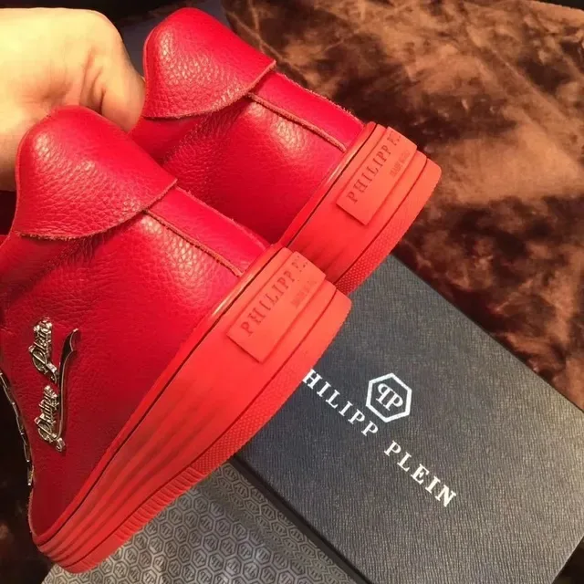 Philipp Plein Red Silver High-Top Metallic Hardware Lifestyle Sneakers 3