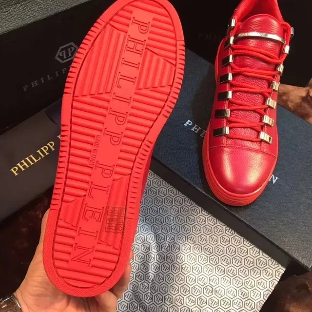 Philipp Plein Red Silver High-Top Metallic Hardware Lifestyle Sneakers 4