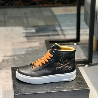 Philipp Plein খুলি ইমব্রয়ডারি কালো হাই-টপ লাইফস্টাইল স্নিকার্স