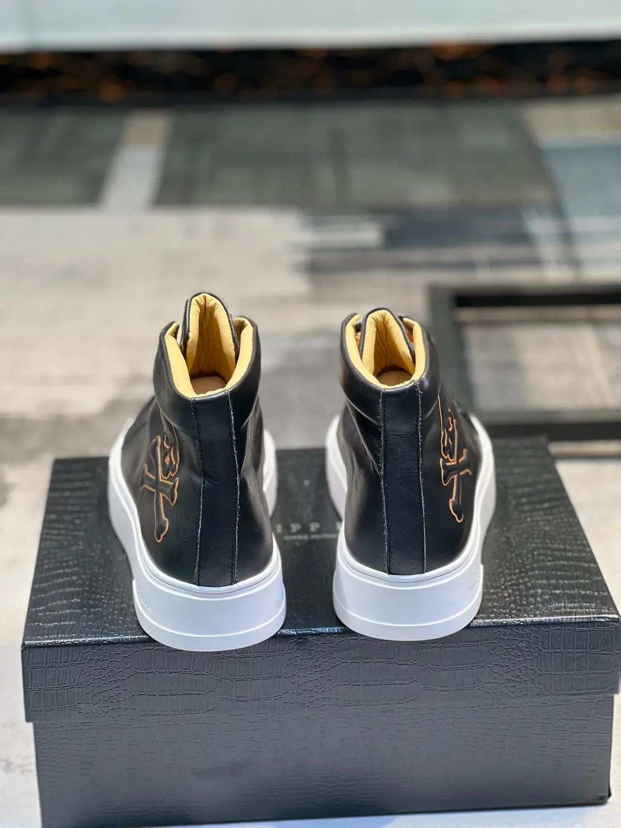 Philipp Plein Skull Embroidery Black High-Top Lifestyle Sneakers 3