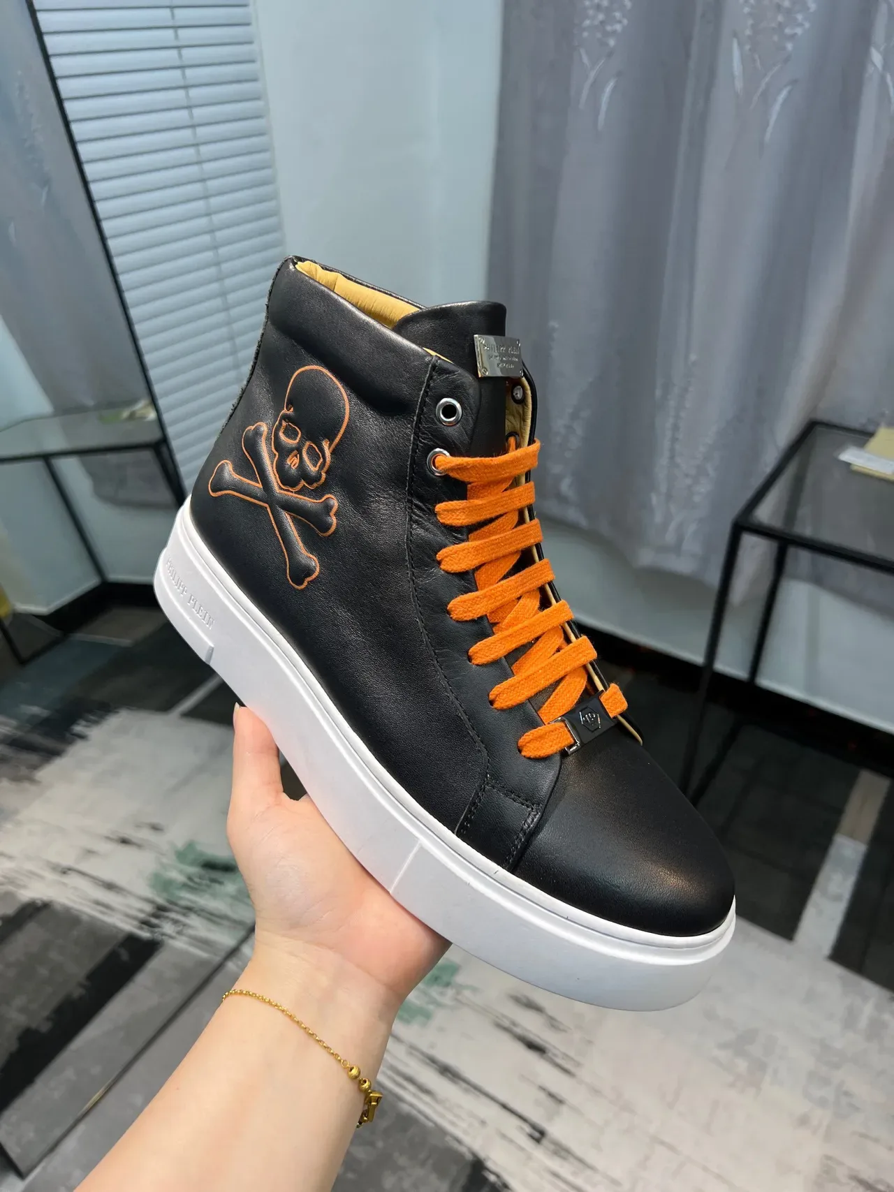 Philipp Plein Skull Embroidery Black High-Top Lifestyle Sneakers 6