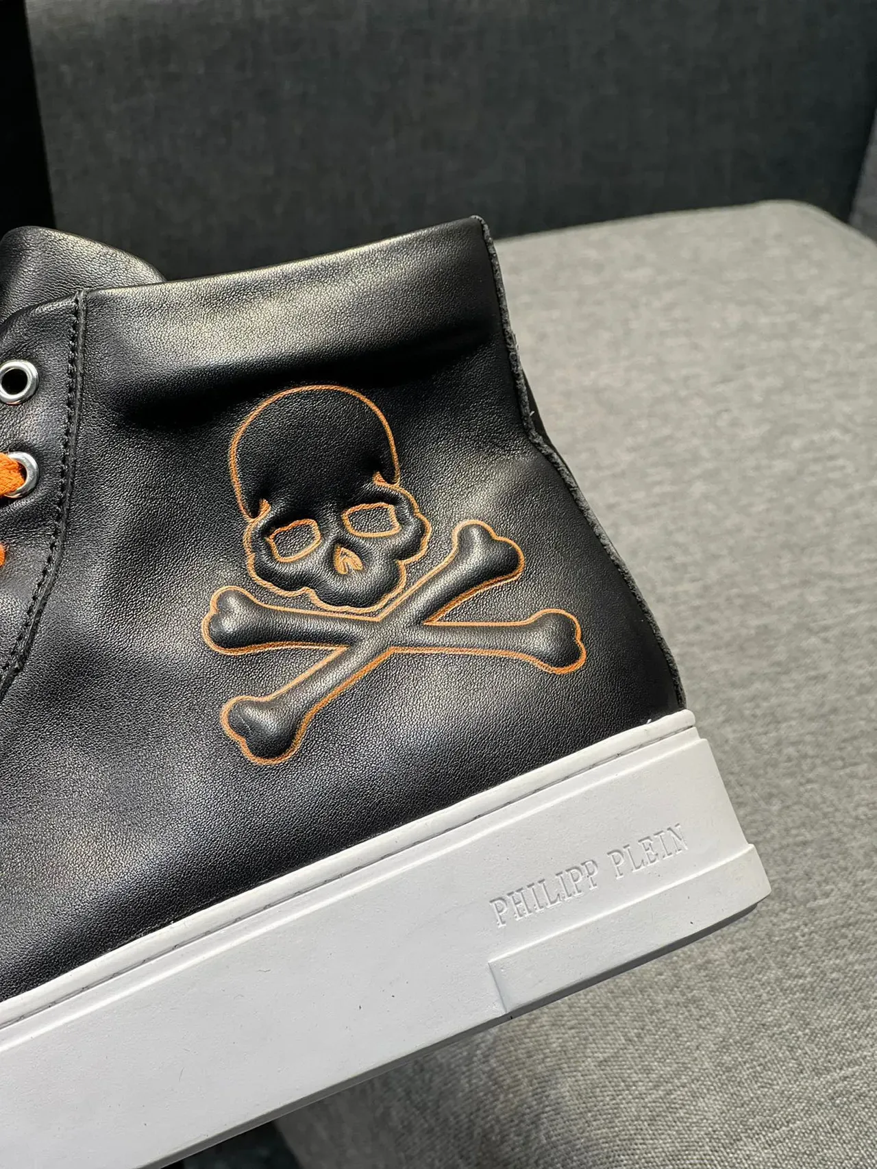 Philipp Plein Skull Embroidery Black High-Top Lifestyle Sneakers 8