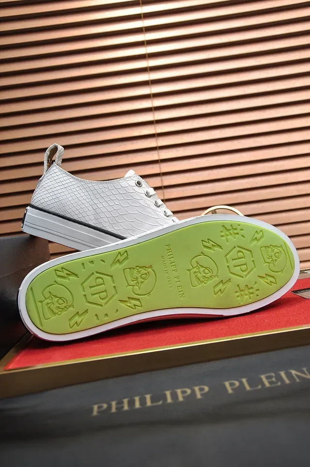 Philipp Plein حذاء أبيض نصيغة الثعبان منخفض للأسلوب الحياتي 4