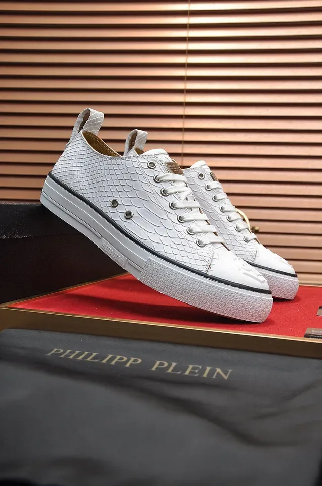 Philipp Plein حذاء أبيض نصيغة الثعبان منخفض للأسلوب الحياتي 8