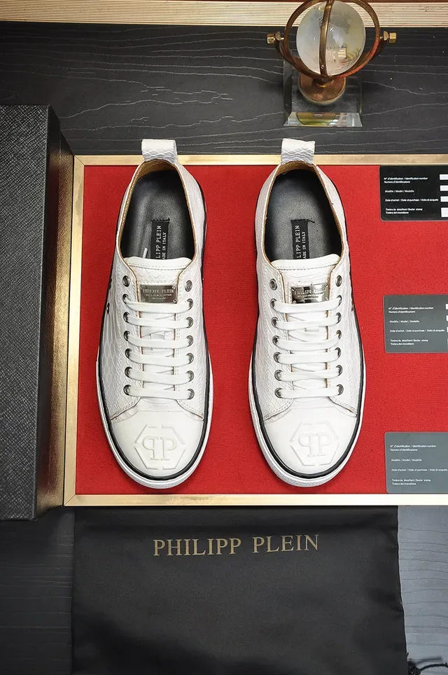 Philipp Plein حذاء أبيض نصيغة الثعبان منخفض للأسلوب الحياتي 9