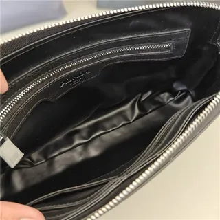 Prada Black Silver Crocodile-Embossed Leather Zip-Top Closure Wristlet 3