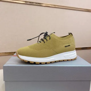 Prada Cloudbust Beige White जूड़ित ऊपरी मोजा फिट कॉलर लाइफस्टाइल स्नीकर
