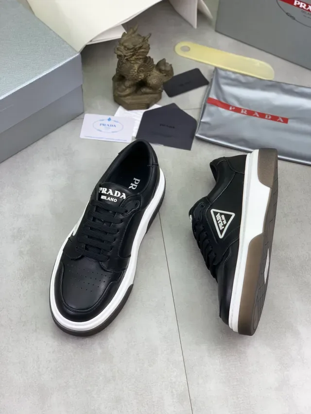 Prada Cloudbust Black Leather White Midsole Lifestyle Sneakers 5