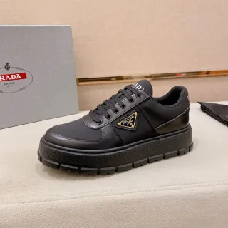 Prada Cloudbust Black Platform Sole Mixed-Material Upper Chunky Sneakers