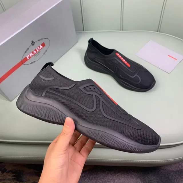 Prada Cloudbust Noir Rouge Sneakers Lifestyle Slip-On en Tricot 4