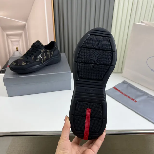 Prada Cloudbust Camo Mesh Black Lifestyle Sneakers 2