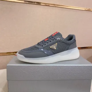 Prada Cloudbust Gray Mesh and Glossy Synthetic Lifestyle Sneakers
