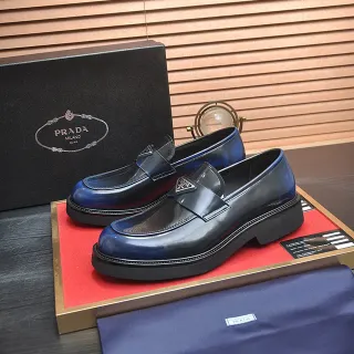 Prada Cloudbust Loafer Navy Blue Glossy Leather Loafers