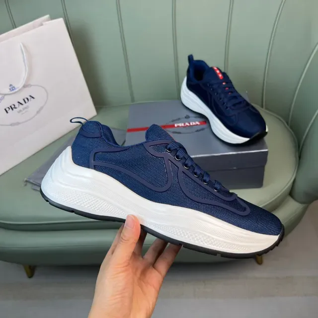 Prada Cloudbust Navy Mesh and Rubber Overlay Lifestyle Sneakers 4
