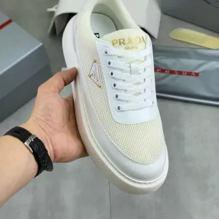 Prada Cloudbust Off-White Mesh and Leather Lifestyle Sneakers