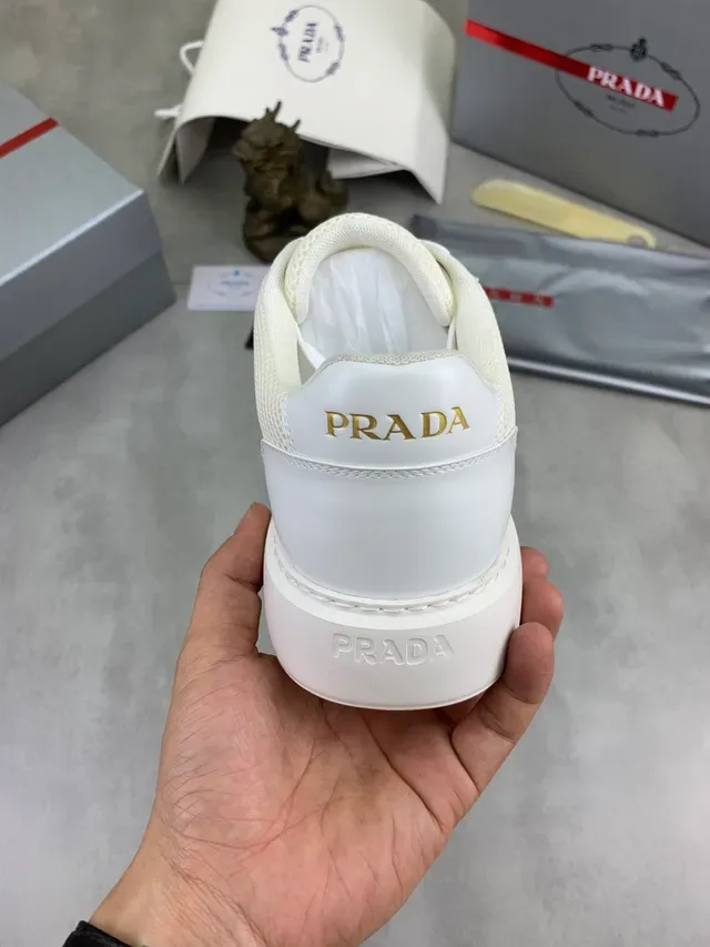 Prada Cloudbust Off-White Mesh and Leather Lifestyle Sneakers 3