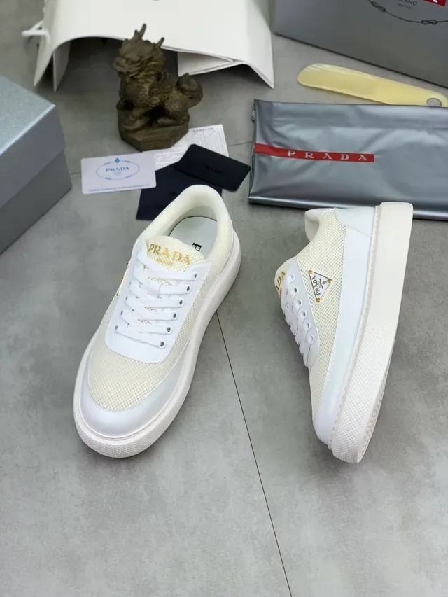 Prada Cloudbust Off-White Mesh and Leather Lifestyle Sneakers 5