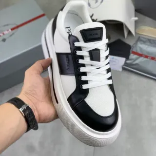 Prada Cloudbust Blancos Negros Suela Plataforma Malla Y Cuero Superior Zapatillas Lifestyle