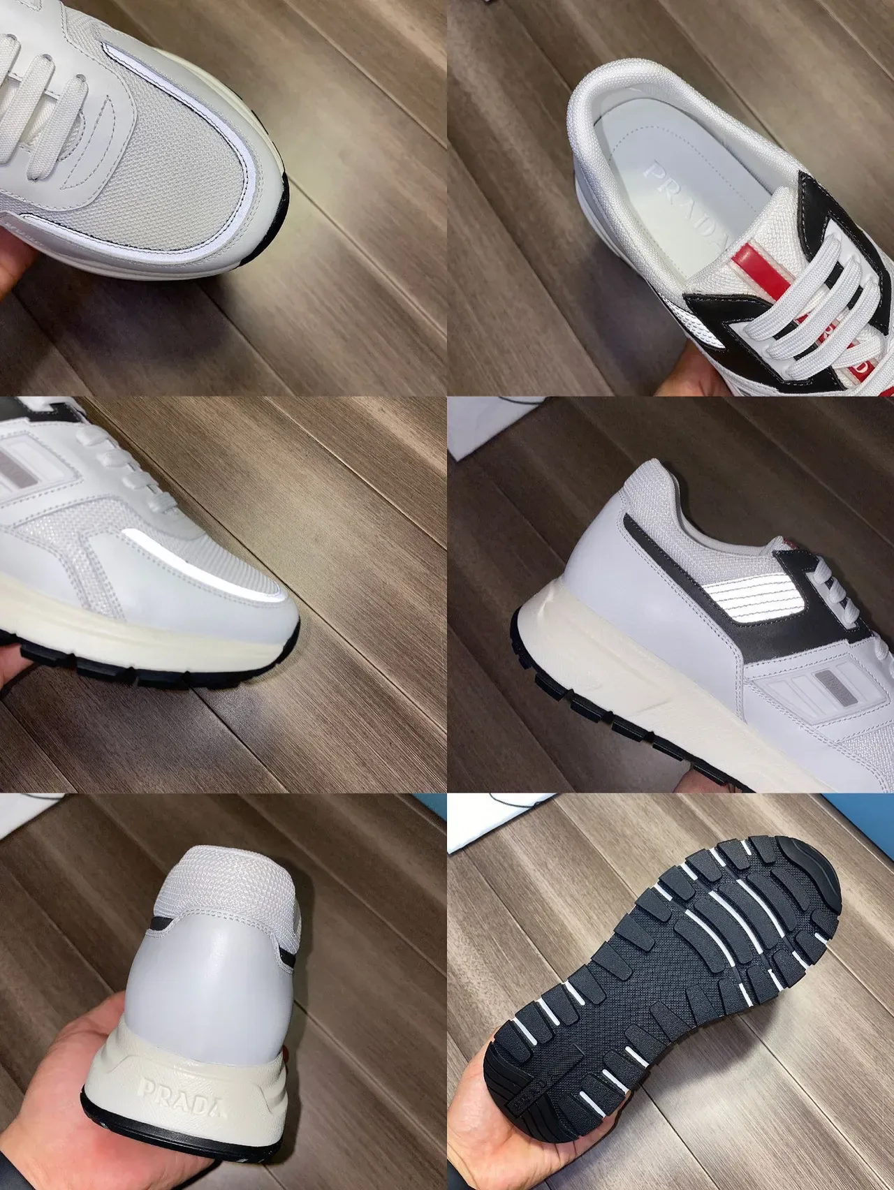 Prada Cloudbust blancas negras reflectantes zapatillas lifestyle 2