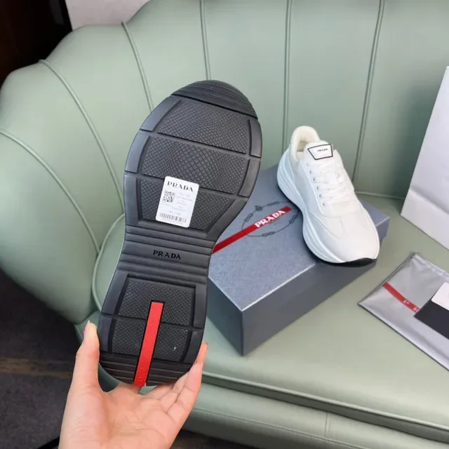Prada Cloudbust White Leather and Mesh Lifestyle Sneakers 2