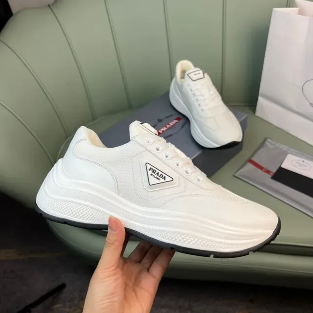 Prada Cloudbust White Leather and Mesh Lifestyle Sneakers 4