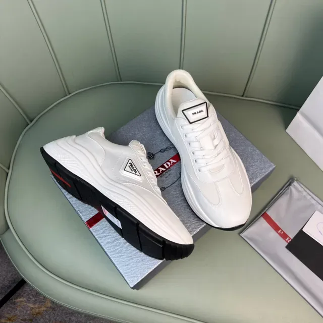Prada Cloudbust White Leather and Mesh Lifestyle Sneakers 6