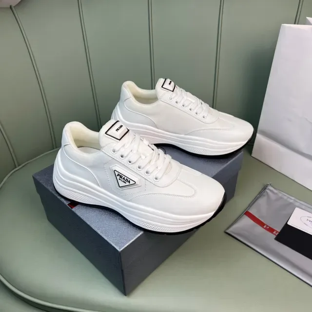 Prada Cloudbust White Leather and Mesh Lifestyle Sneakers 8