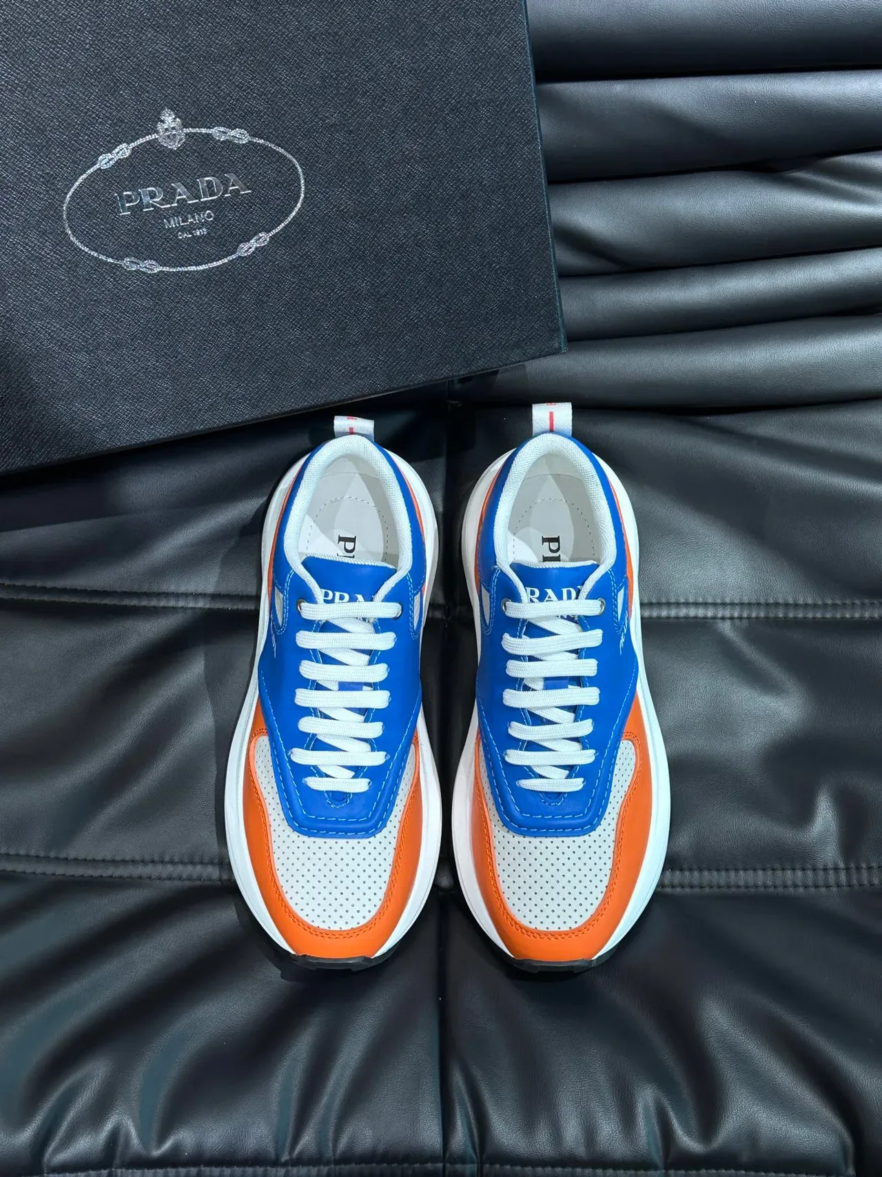 Prada Color-Blocked Perforated Mesh Lifestyle Sneakers 1