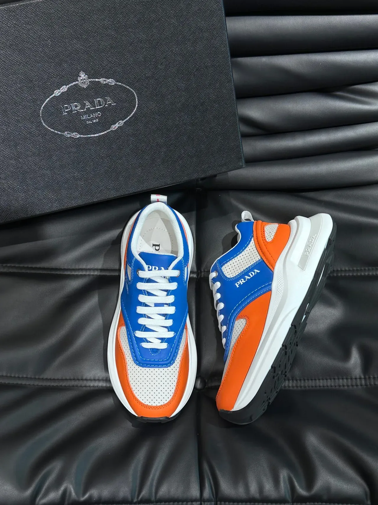 Prada Color-Blocked Perforated Mesh Lifestyle Sneakers 2