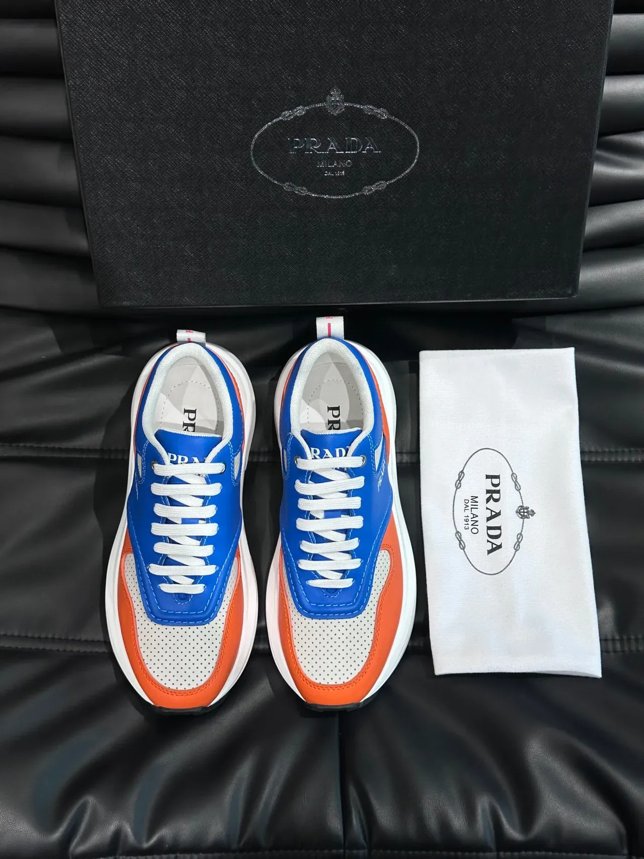 Prada Color-Blocked Perforated Mesh Lifestyle Sneakers 3