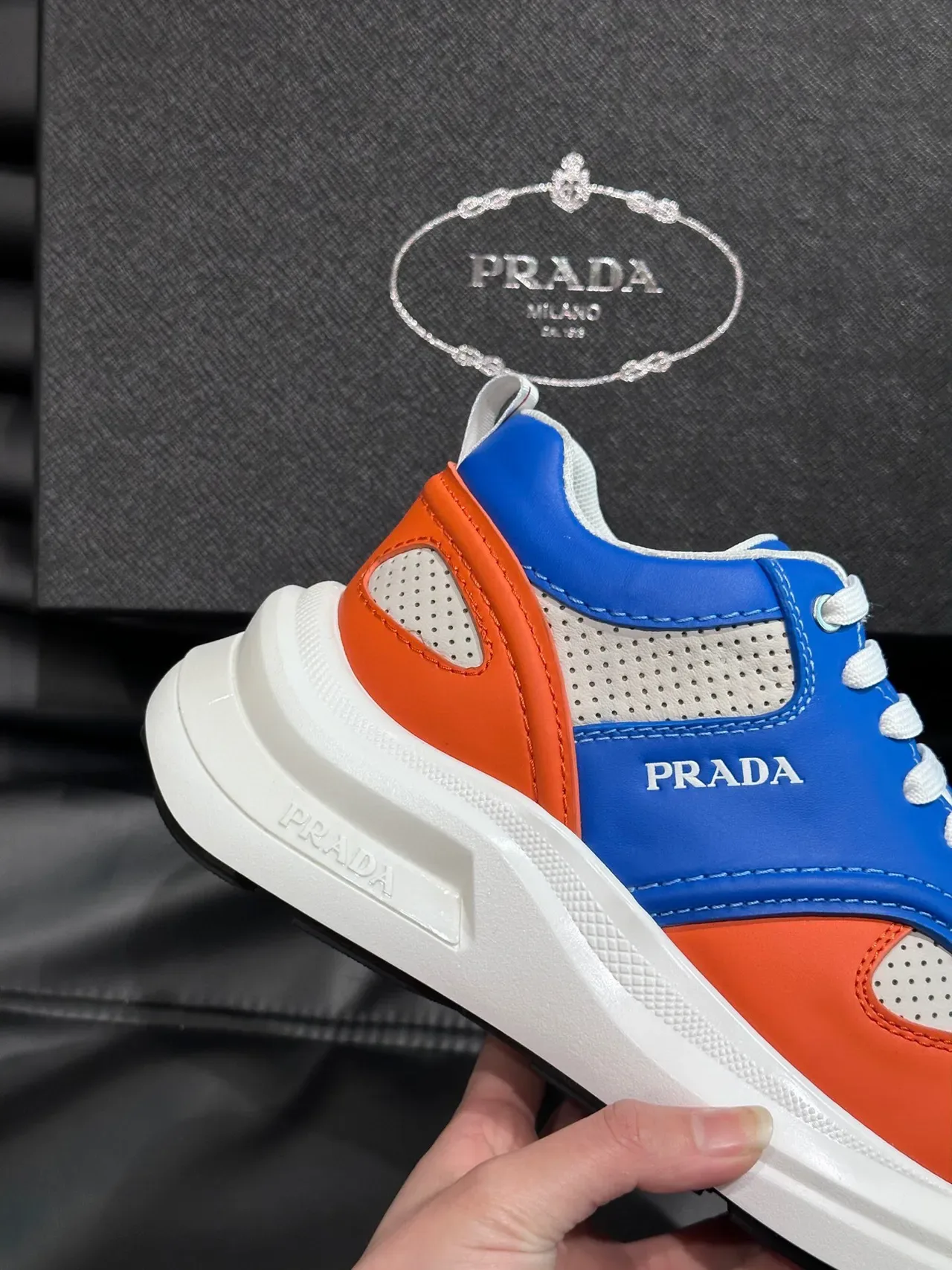 Prada Color-Blocked Perforated Mesh Lifestyle Sneakers 7