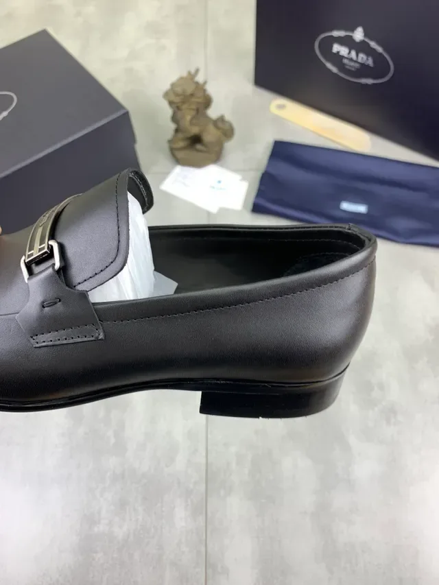 Prada Horsebit Loafer Black Leather Slip-On Loafers 4