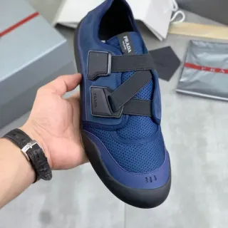 Prada 海军蓝黑 无鞋带 网布-麂皮混合鞋面 生活方式运动鞋