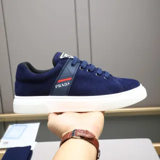 Prada Navy White Suede Upper Cupsole Lifestyle Sneakers