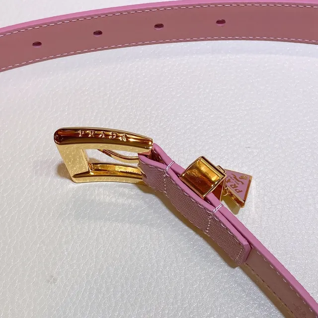 Prada Pink Gold Correa de cuero lisa y estrecha 4
