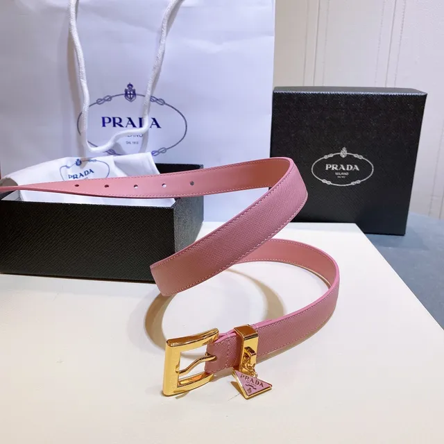 Prada Pink Gold Correa de cuero lisa y estrecha 5