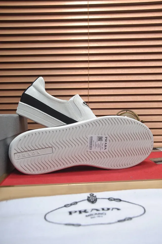 Prada Re-Edition White Black Slip-On Woven Textile Upper Loafer 2