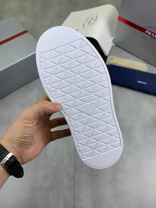 Prada White Black Leather Platform Sole Lifestyle Sneakers 2