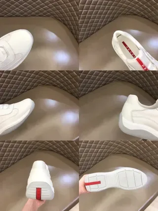 Prada Tênis Lifestyle de Couro Branco e Malha 6