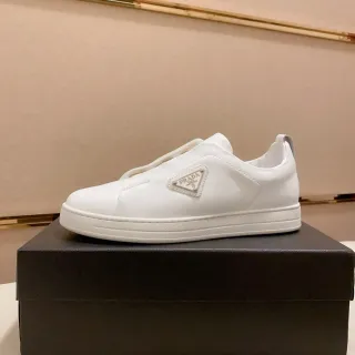 Prada White Slip-On Minimalist Lifestyle Sneakers — Prada Lifestyle Sneakers photo from the Yupoo catalog