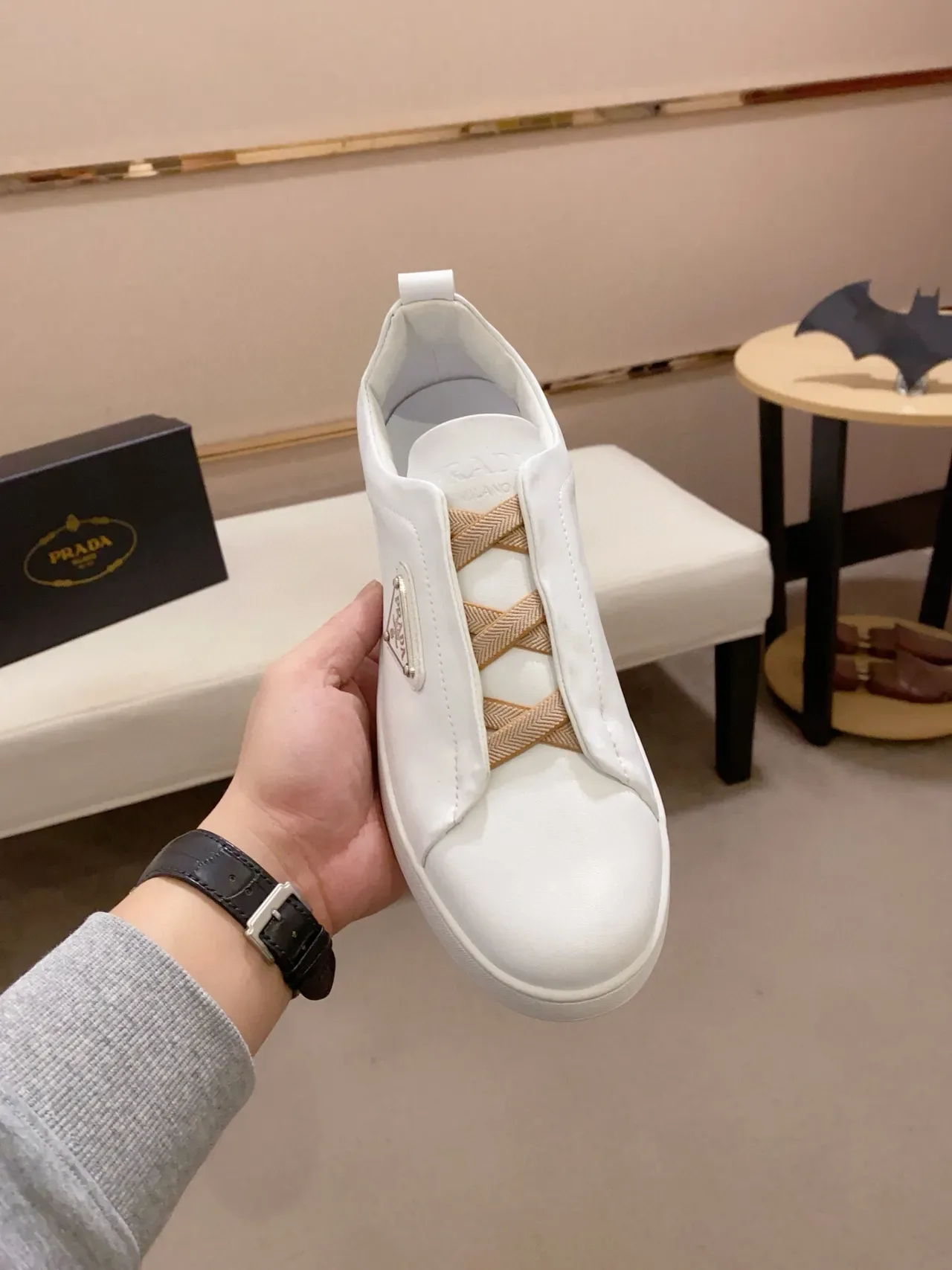 Prada White Slip-On Minimalist Lifestyle Sneakers 5